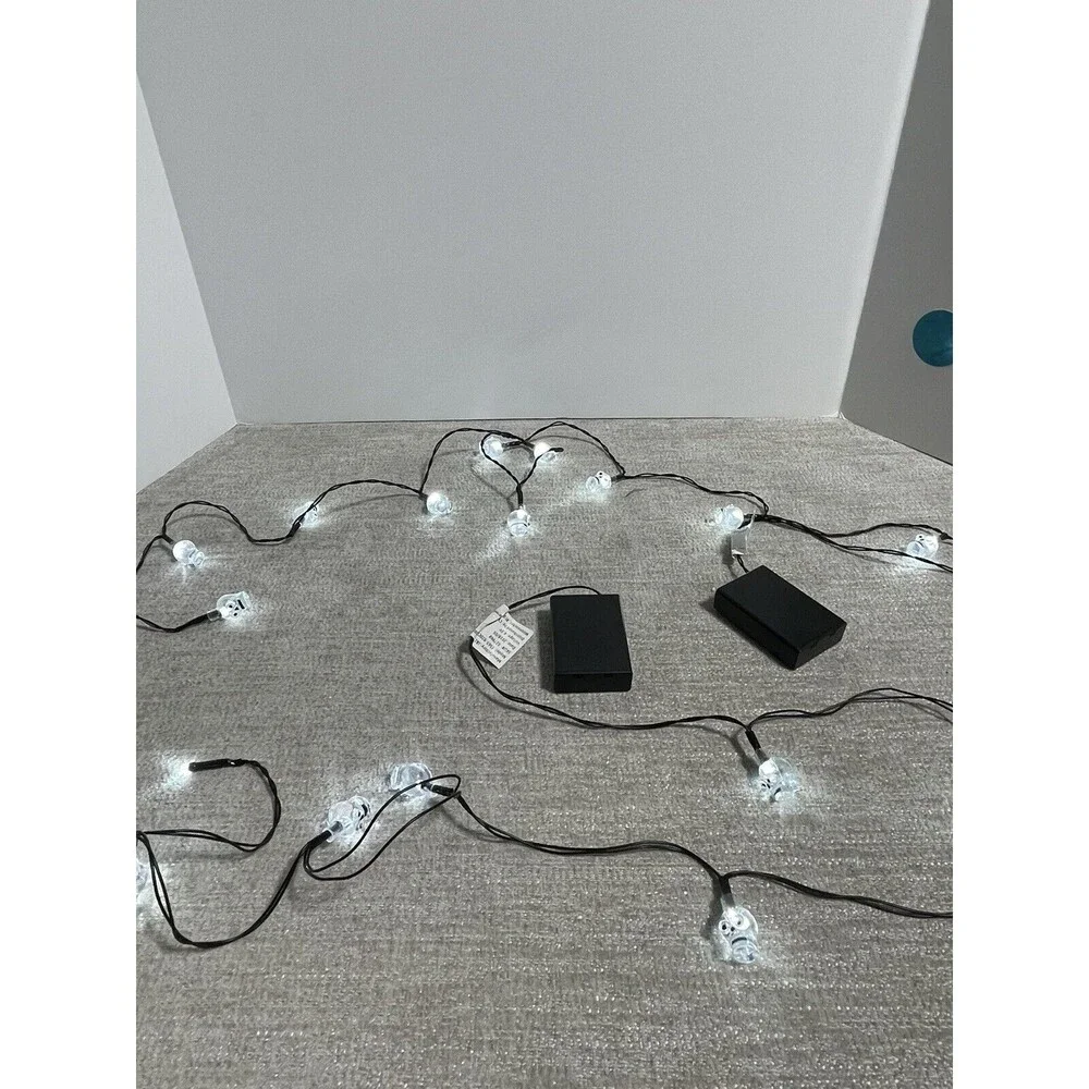 Vintage Halloween Skull Lights White Mold Plastic String Light Covers 20pc